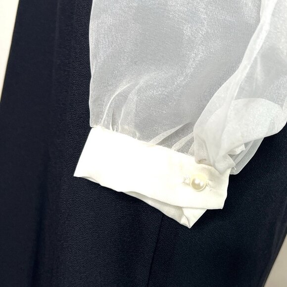 Vtg Michael Marcella 1980's Cocktail Party Ruffle Dress Black White Size 10/12 - Picture 6 of 9